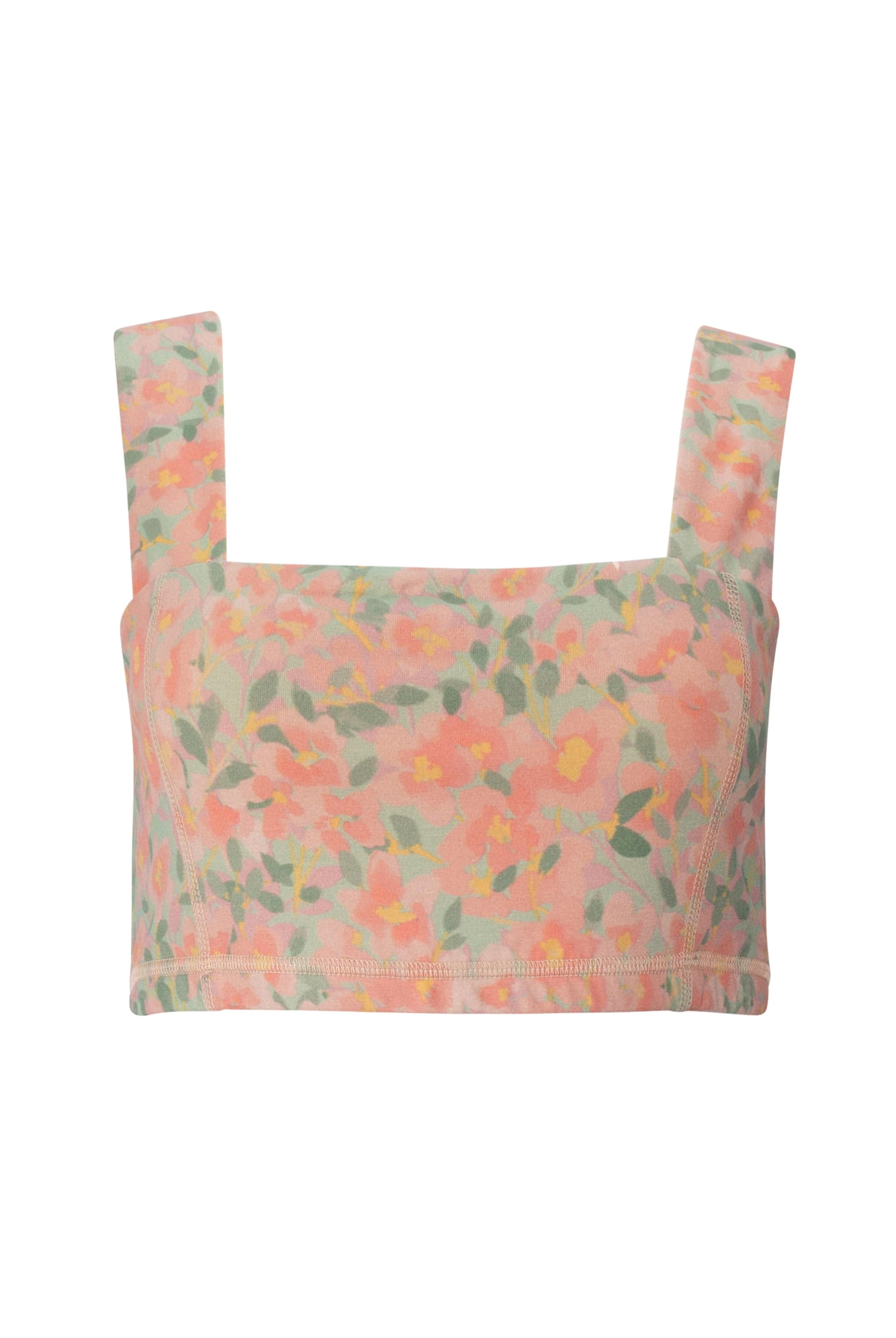 Lezat Bra Blossom Print / XS Square Neck Organic Cotton Sports Bra