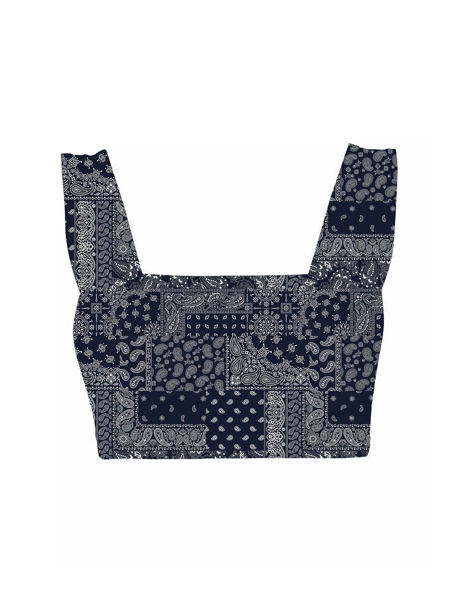 Lezat Bra Blue Paisley / XS Square Neck Organic Cotton Sports Bra
