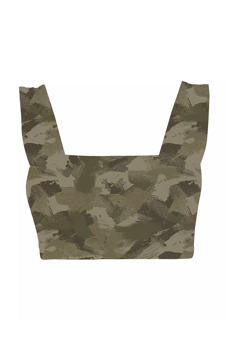 Lezat Bra Camo Brush / XS Square Neck Organic Cotton Sports Bra