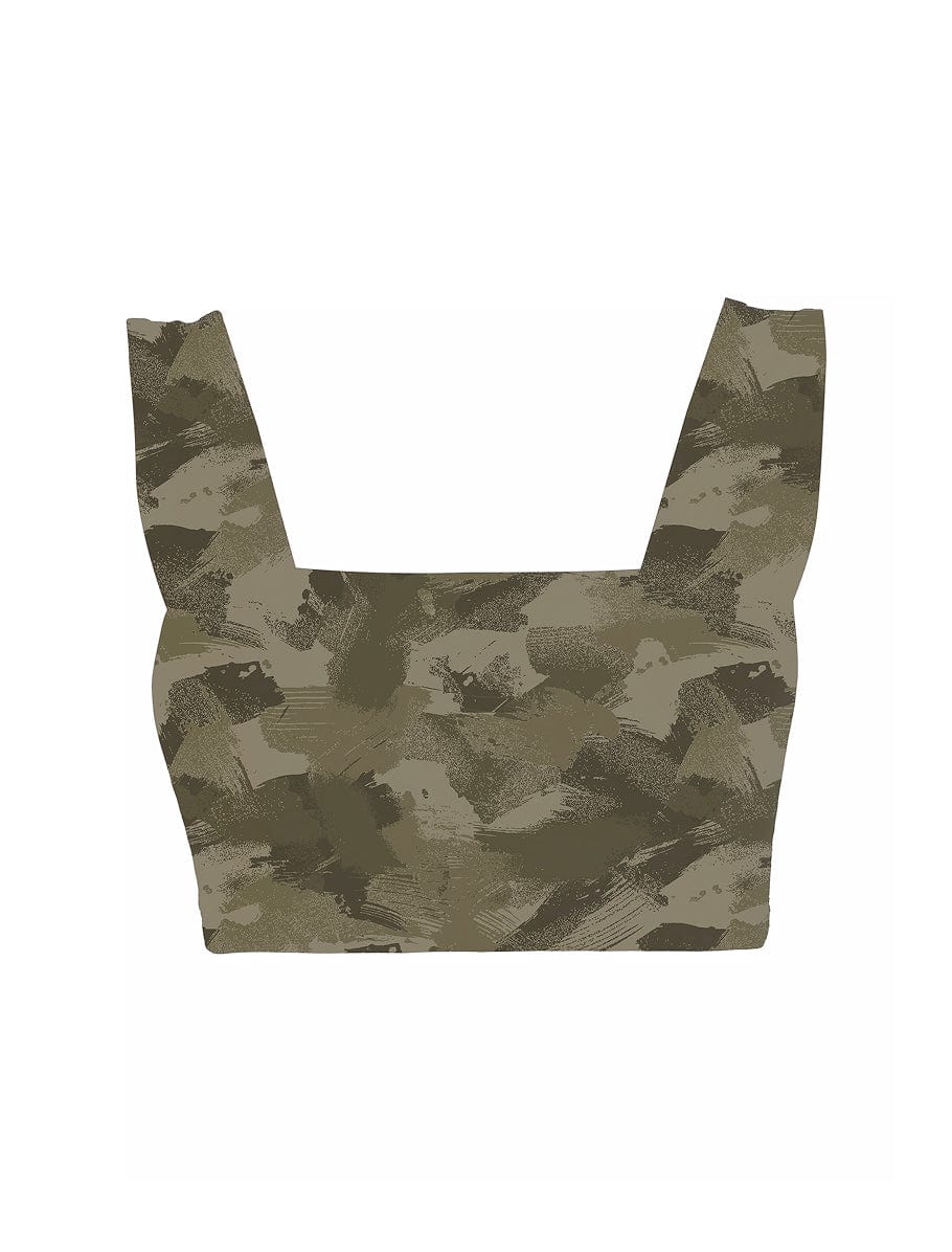 Lezat Bra Camo Brush / XS Square Neck Organic Cotton Sports Bra