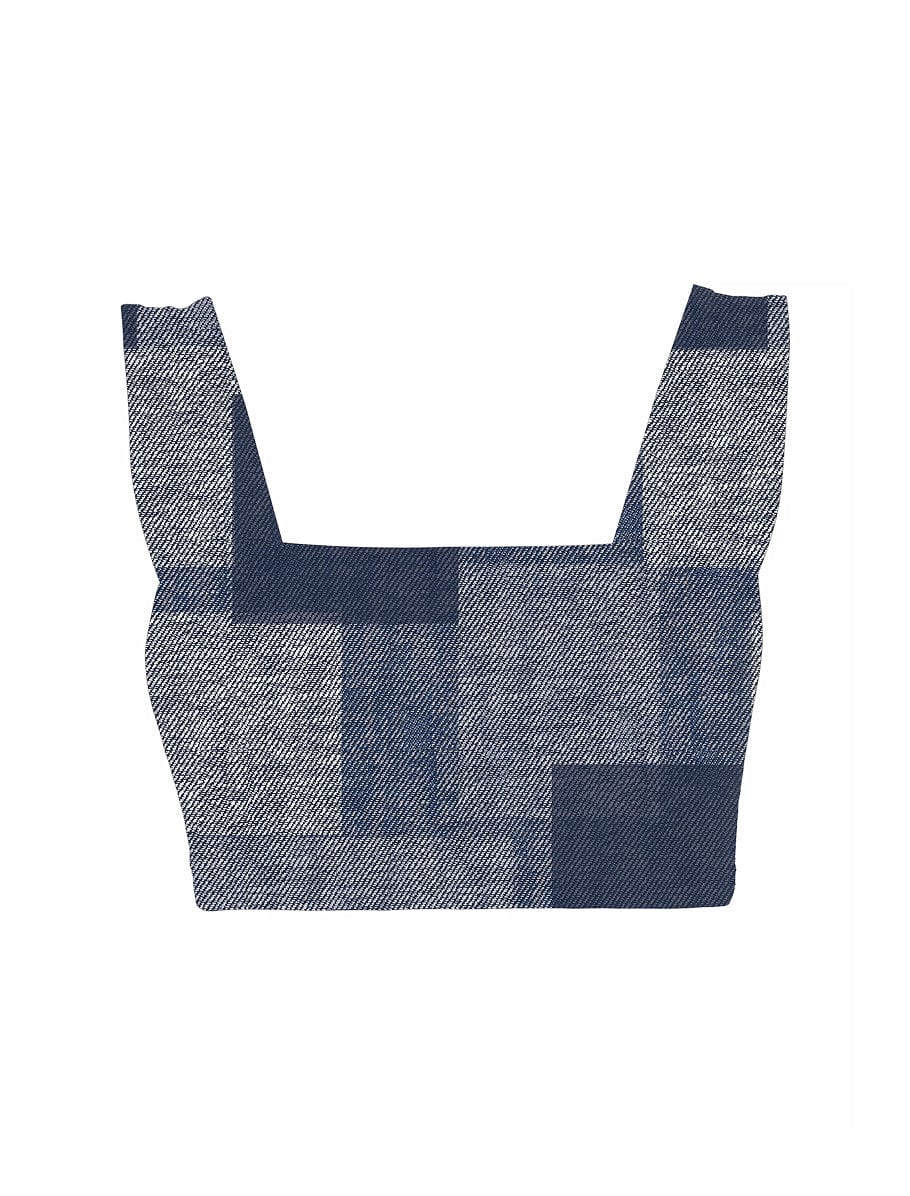 Lezat Bra Denim Patchwork / XS Square Neck Organic Cotton Sports Bra