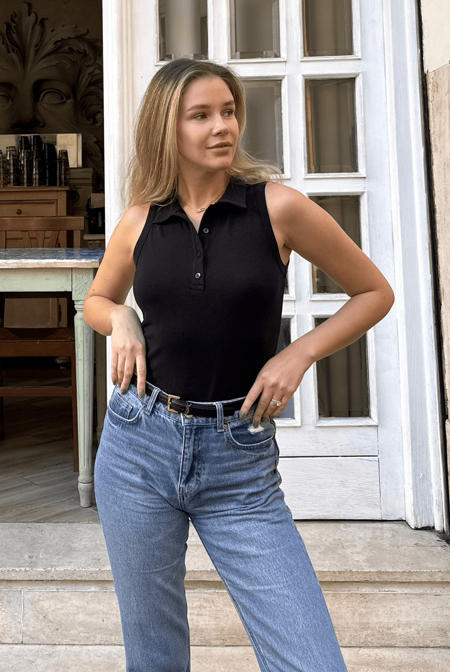 Lezat Bra Lexy Organic Cotton Polo Tank - Black