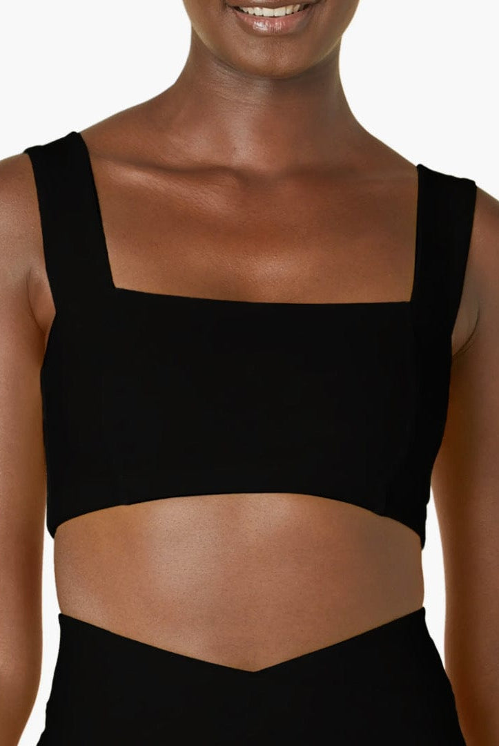 Lezat Bra Square Neck Organic Cotton Sports Bra - Black