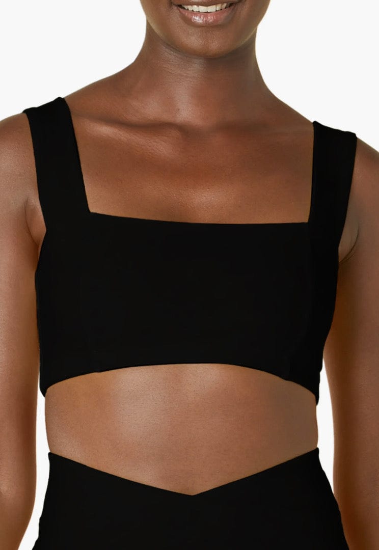 Lezat Bra Square Neck Organic Cotton Sports Bra - Black