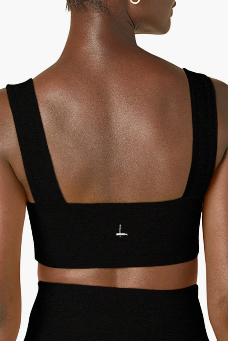 Lezat Bra Square Neck Organic Cotton Sports Bra - Black