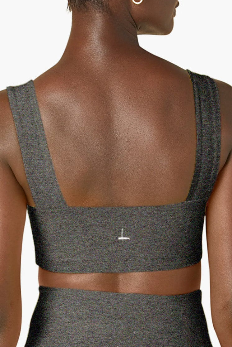 Lezat Bra Square Neck Organic Cotton Sports Bra - Dark Heather Gray