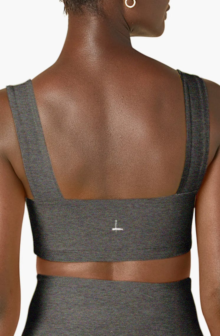 Lezat Bra Square Neck Organic Cotton Sports Bra - Dark Heather Gray