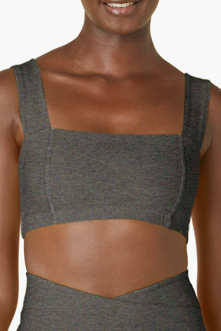 Lezat Bra Square Neck Organic Cotton Sports Bra - Dark Heather Gray