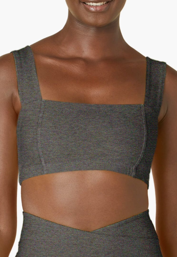 Lezat Bra Square Neck Organic Cotton Sports Bra - Dark Heather Gray