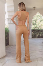 Lezat Drawstring Pant Jules Waffle Knit Organic Cotton Drawstring Pant - Iced Coffee