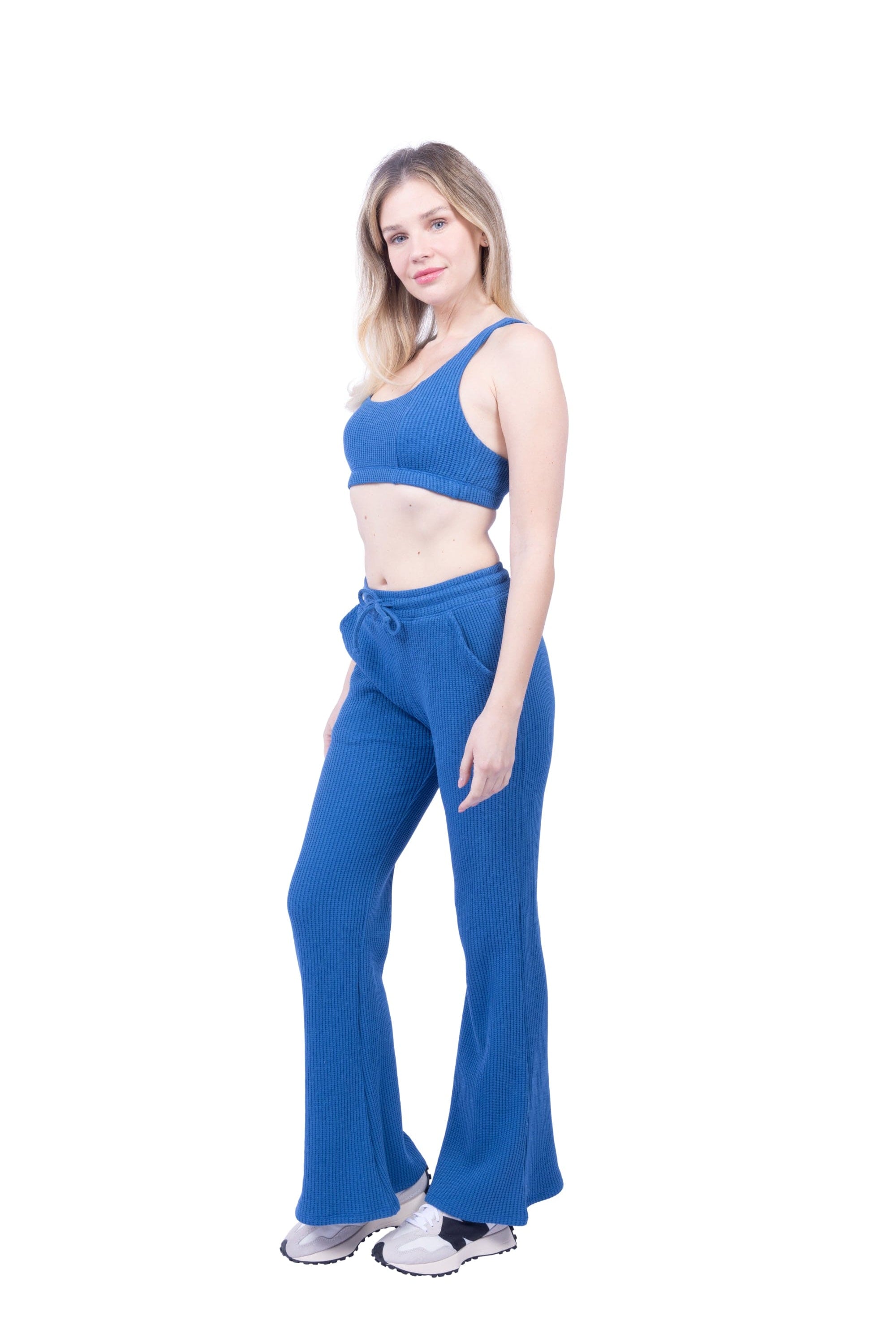 Lezat Drawstring Pant Jules Waffle Knit Organic Cotton Drawstring Pant - Marine