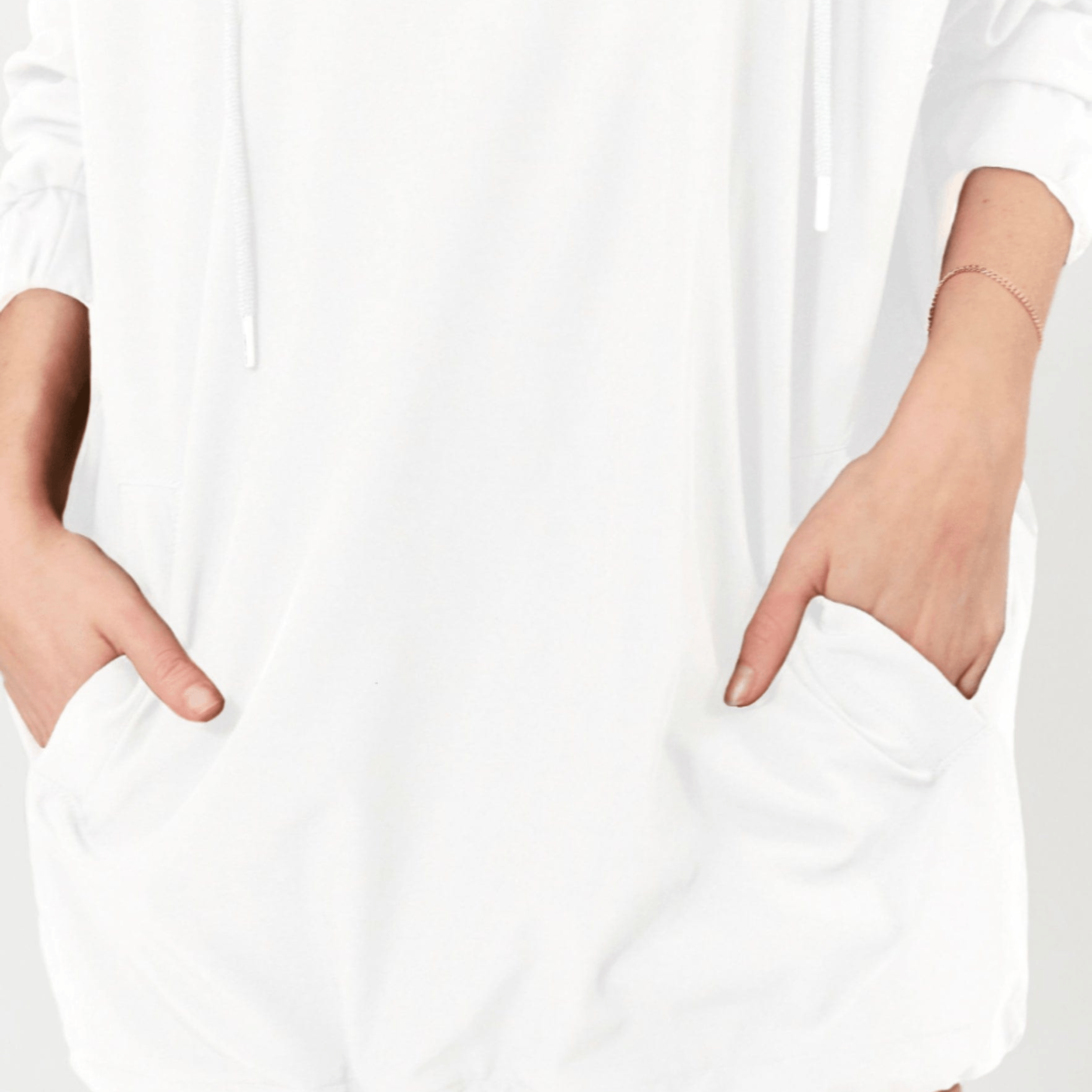 Lezat Dress Abby Windbreaker Hoodie Dress - White