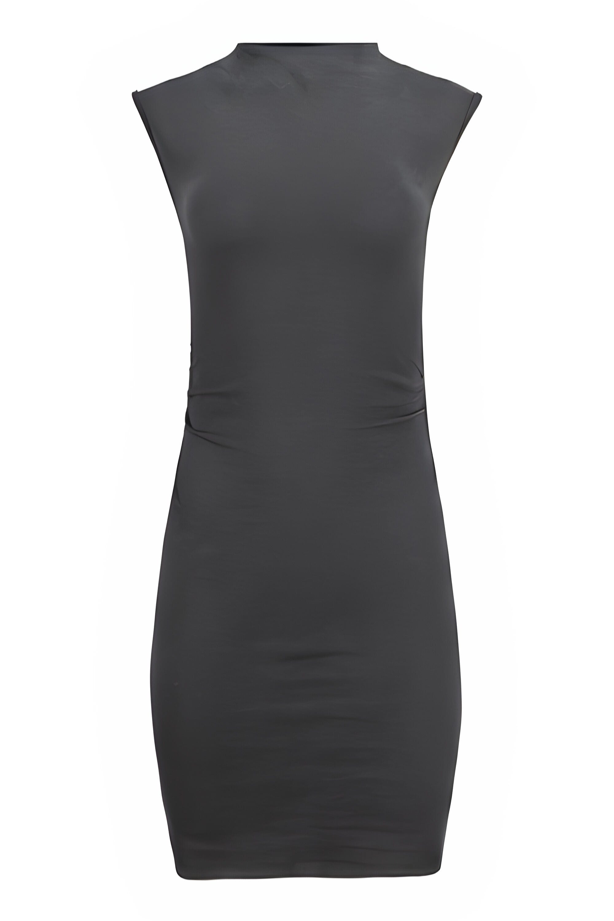 Lezat Dress Dark Heather Gray / XS Kara Cotton Mock Neck Ruched Mini Dress