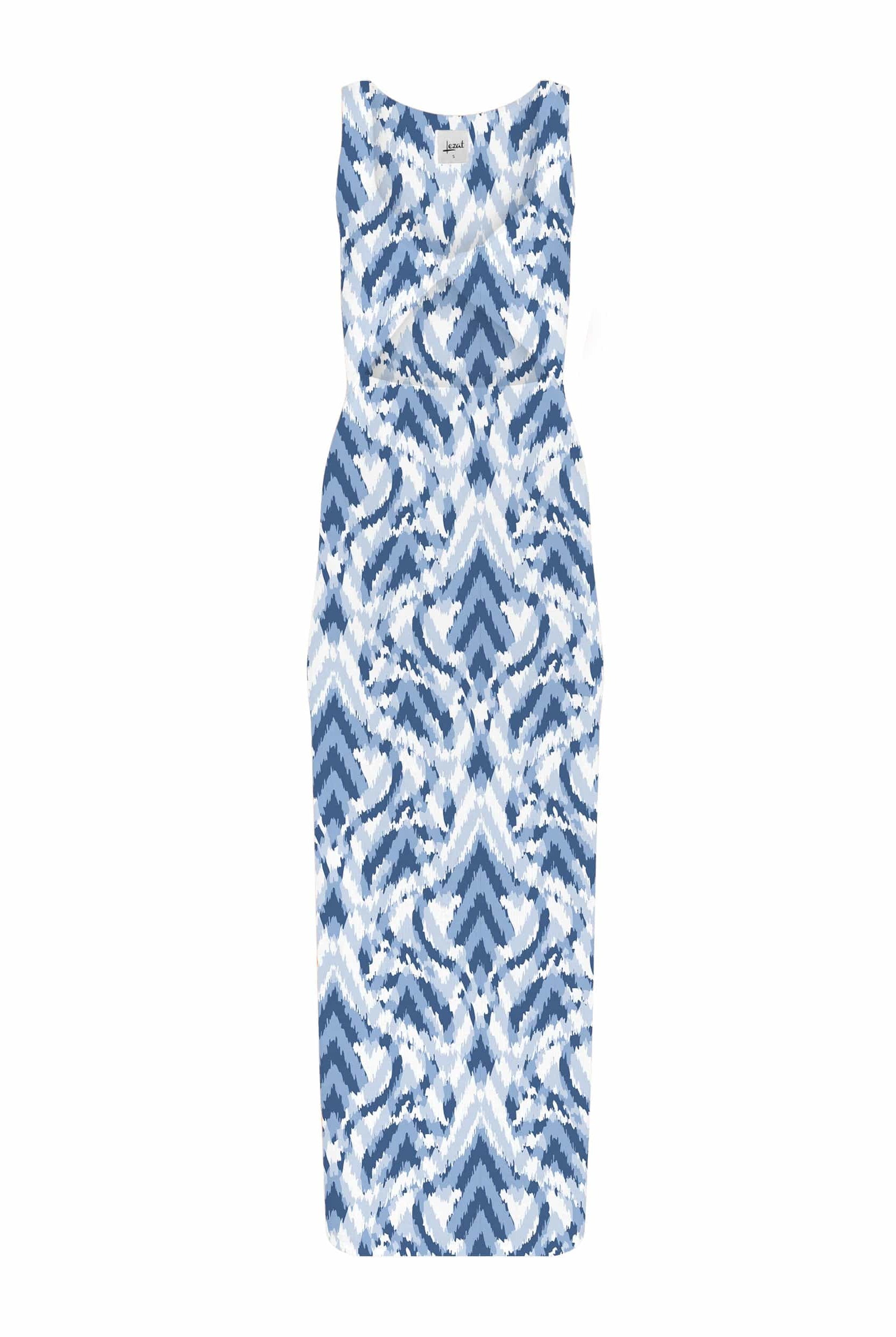 Lezat Dress Krista Twist Dress - Blue Ikat