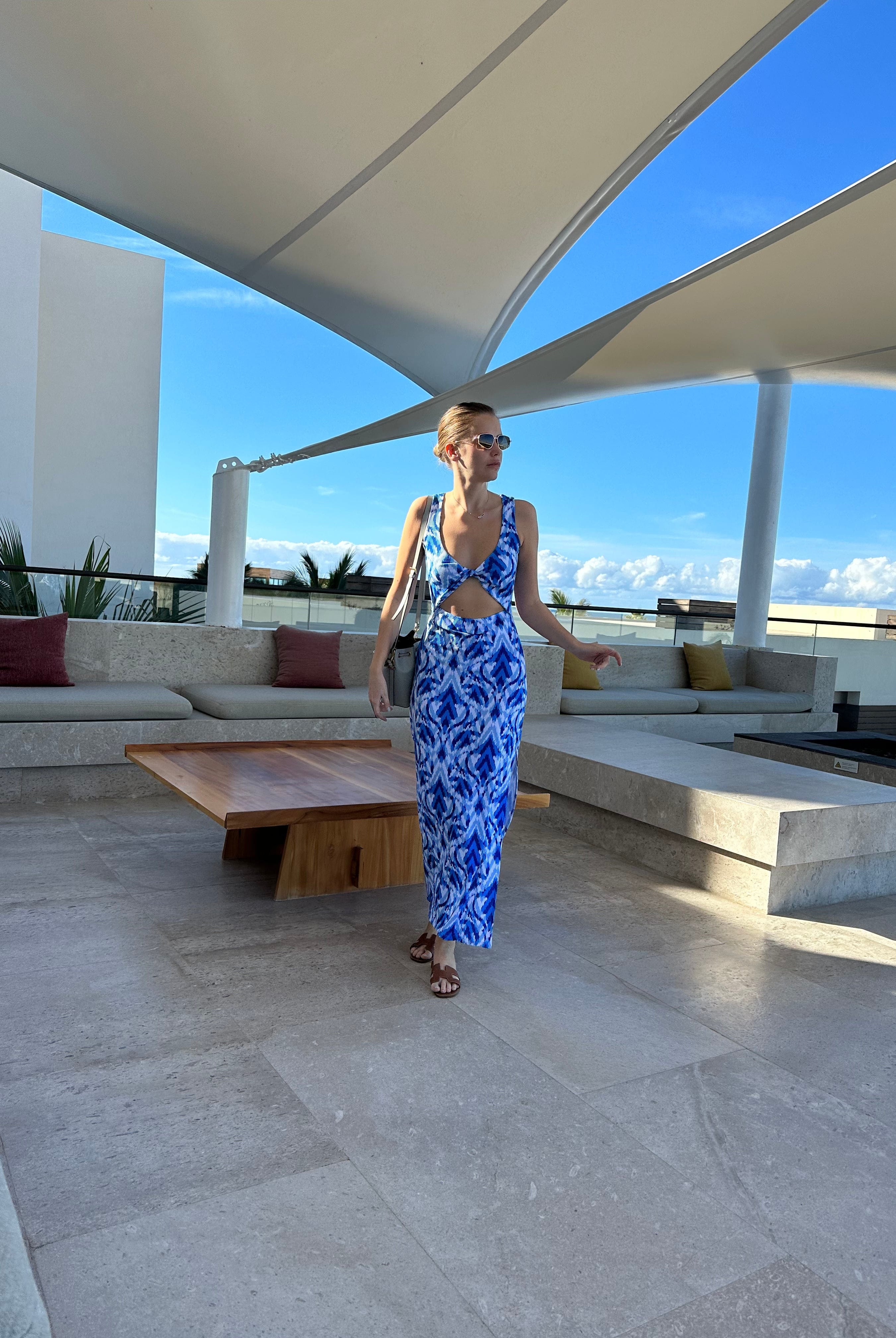 Lezat Dress Krista Twist Dress - Blue Ikat