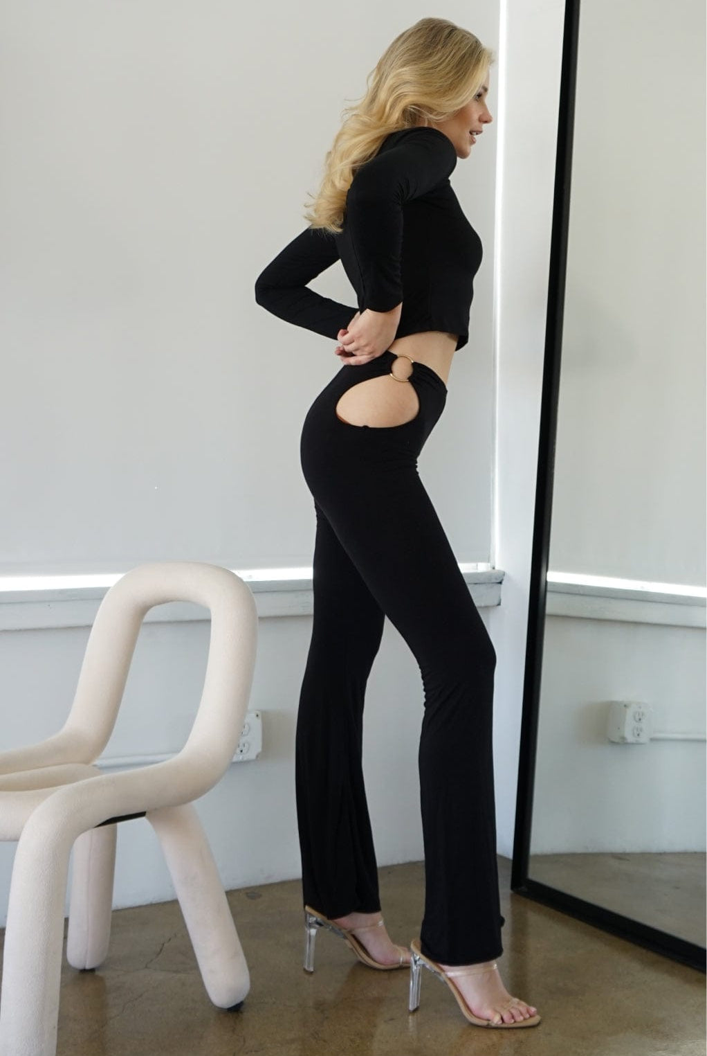 Lezat Jogger Runa Modal Side Cut-Out Pant - Black