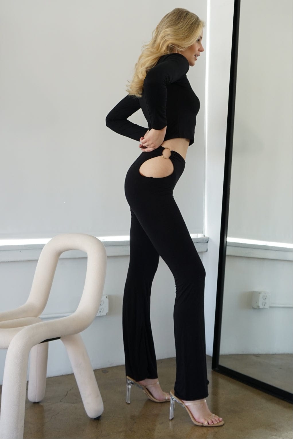 Lezat Jogger Runa Modal Side Cut-Out Pant - Black