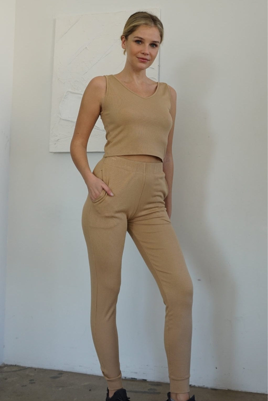 Lezat Jogger Self-Love Rib Jogger Pant - Beige