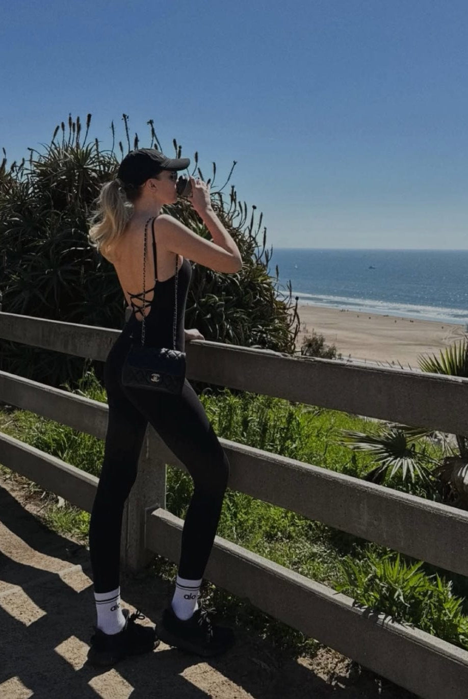 Lezat Jumpsuit Lorna Criss-Cross Organic Cotton Jumpsuit - Black