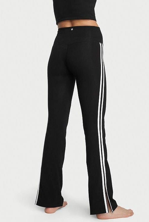 Lezat Legging Ella Organic Cotton High-Rise Flare Stripe Leggings - Black