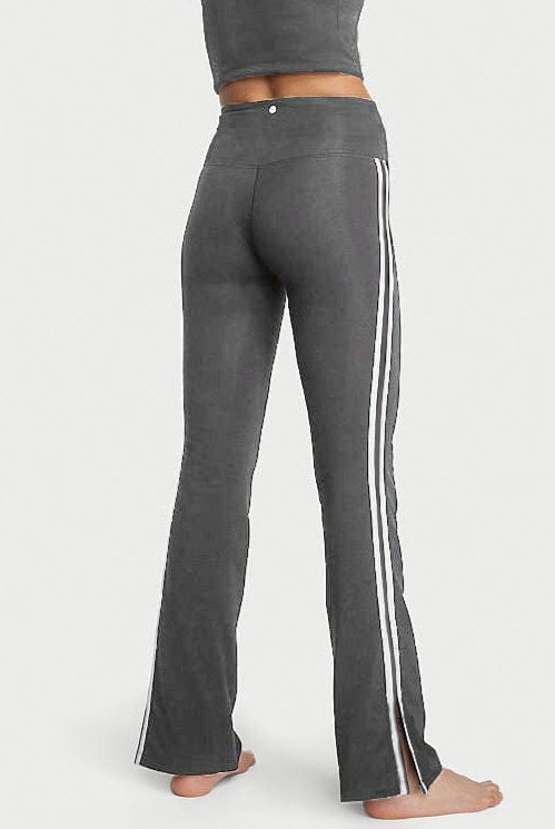 Lezat Legging Ella Organic Cotton High-Rise Flare Stripe Leggings - Dark Heather Grey