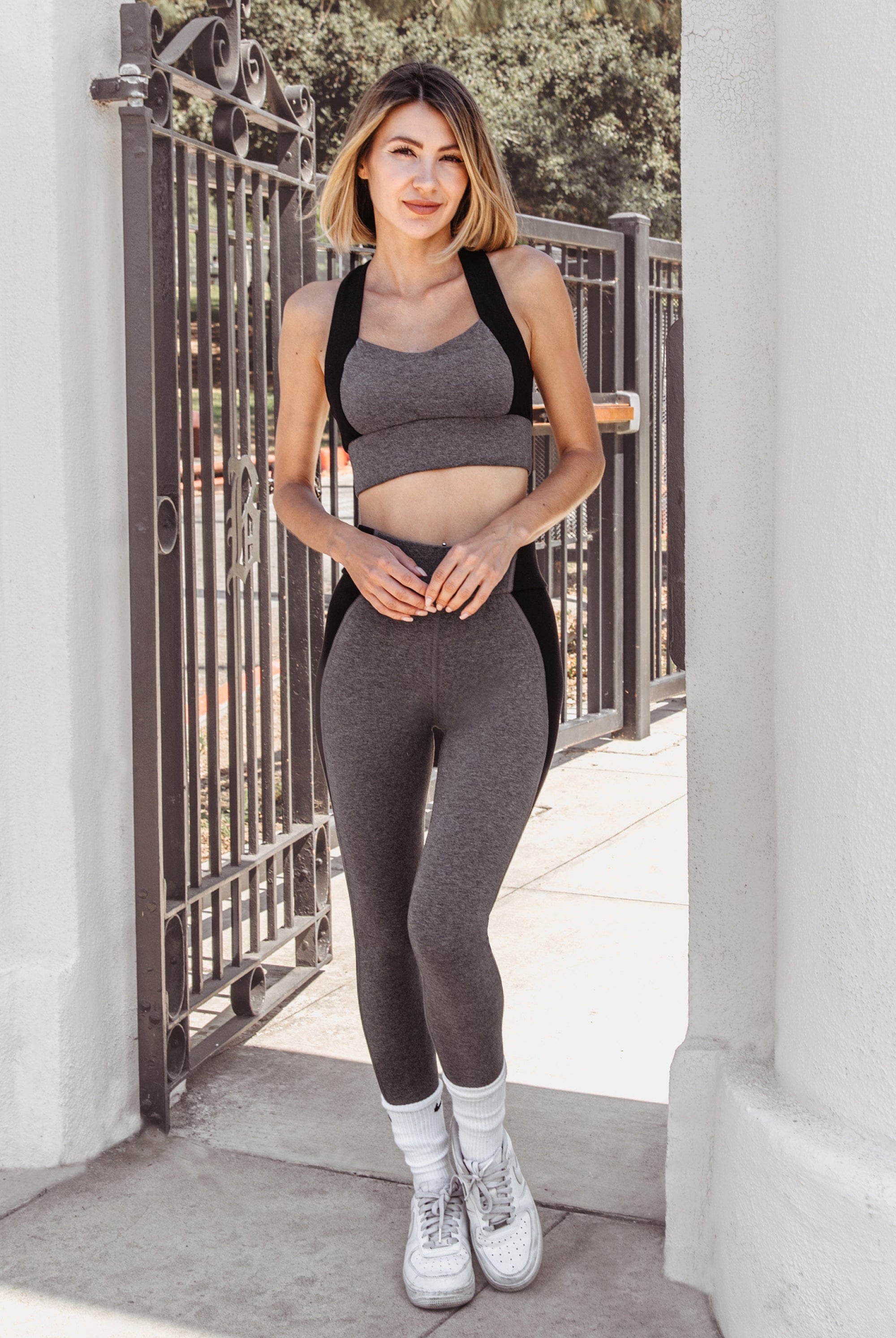 Lezat Legging Neda Colorblock Organic Cotton High Waisted Legging - Dark Heather Gray