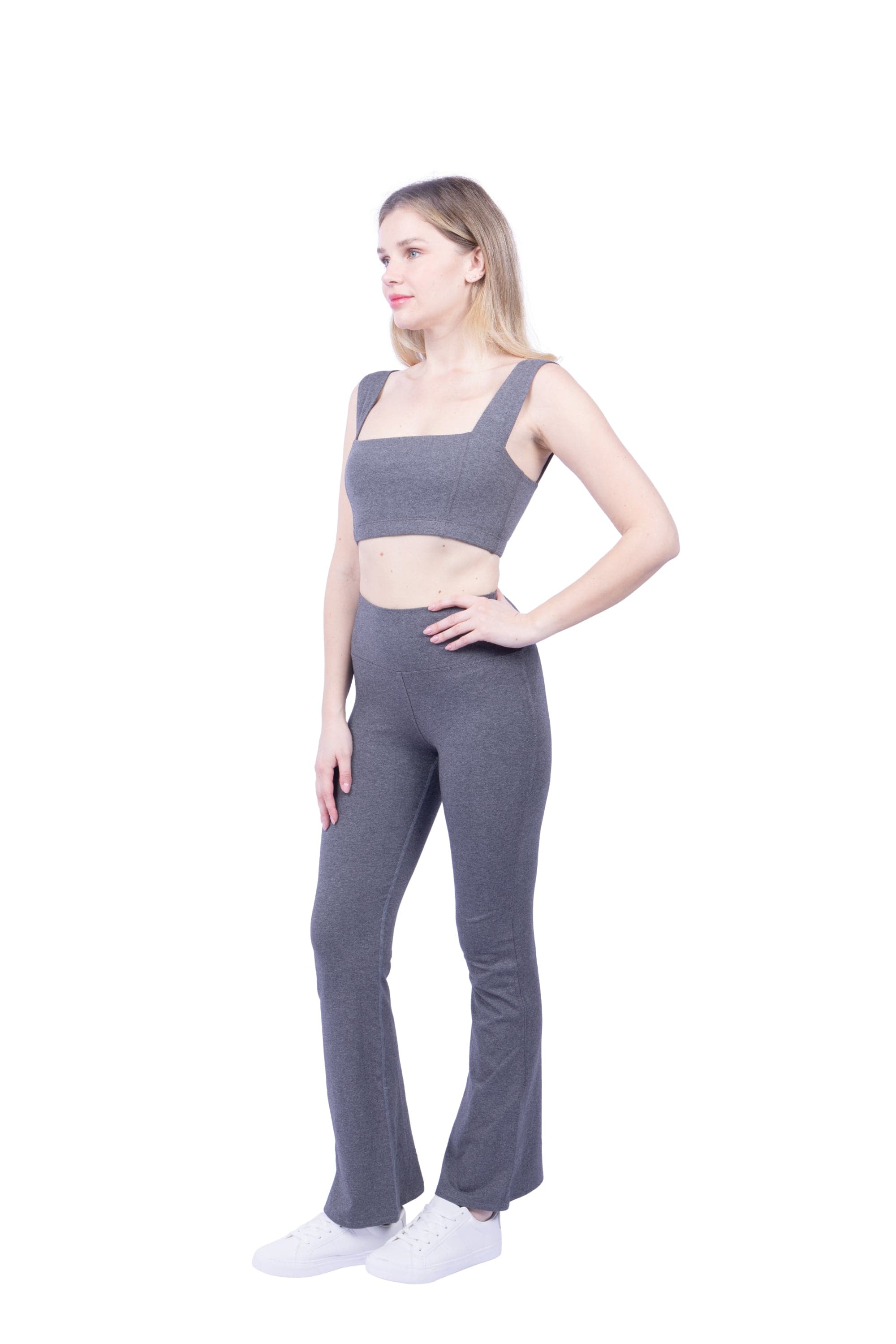 Lezat Legging Vanna Organic Cotton Bootleg Flare Pant - Dark Heather Gray