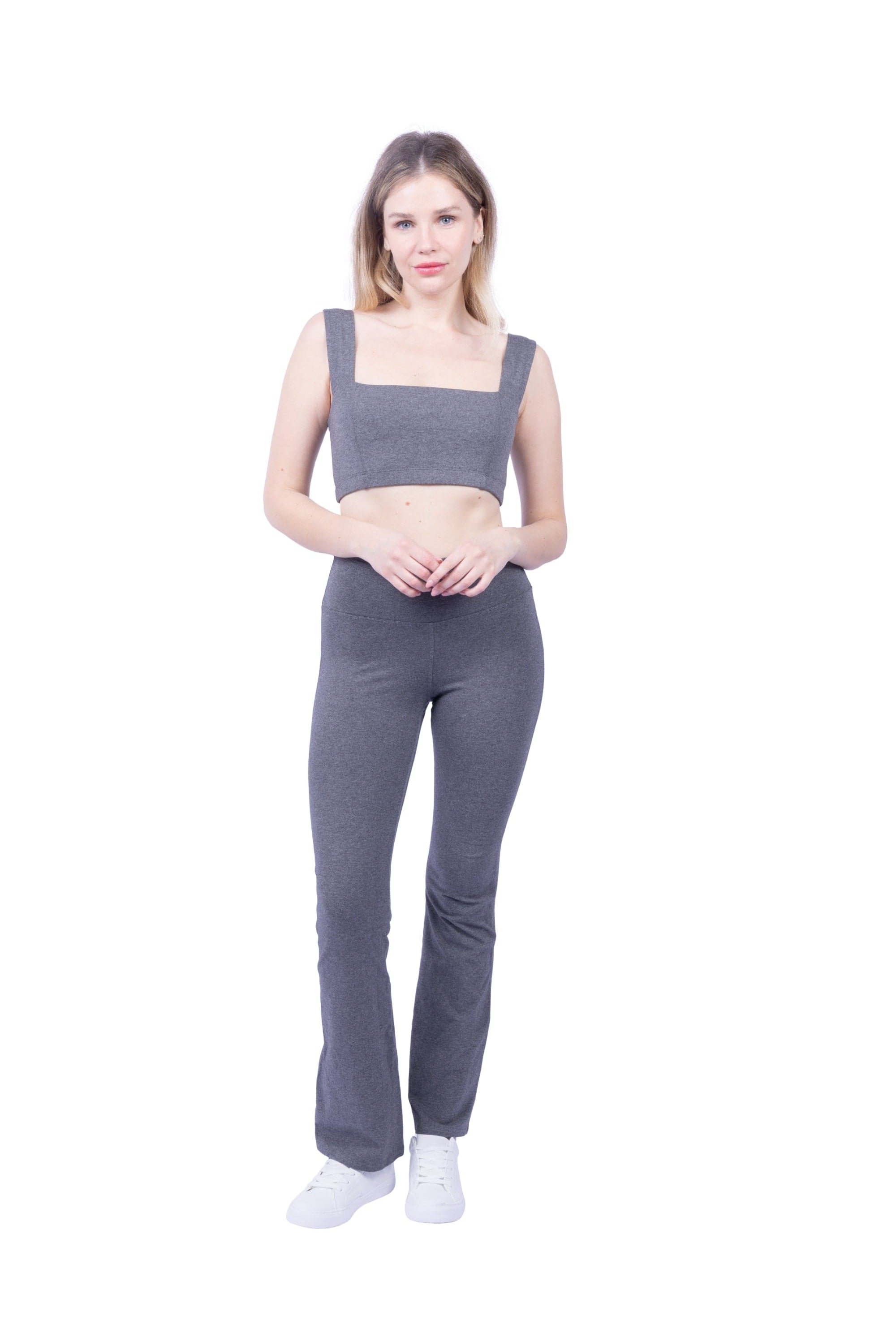 Lezat Legging Vanna Organic Cotton Bootleg Flare Pant - Dark Heather Gray