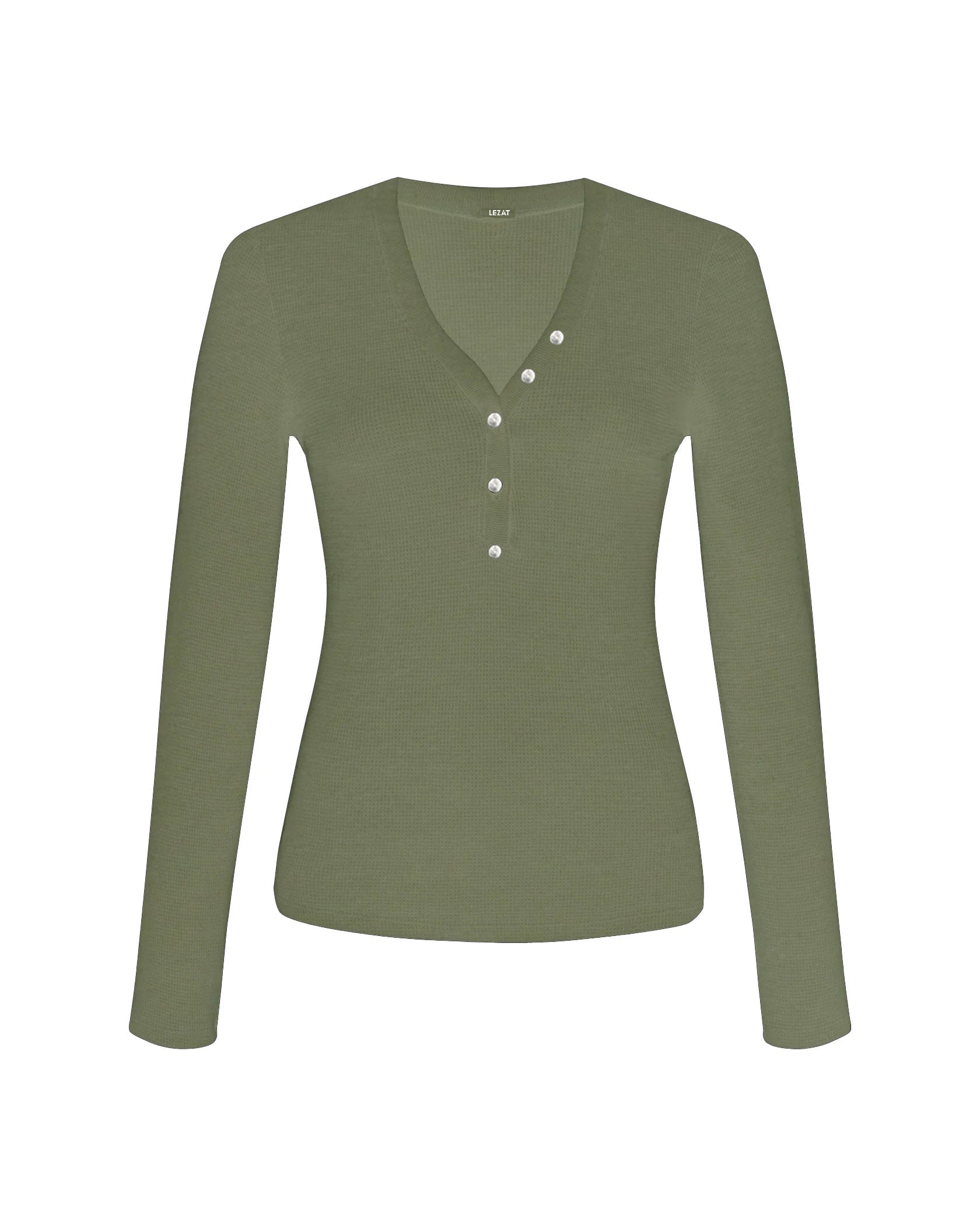 Lezat Long Sleeve Army / XS Monroe Organic Cotton Henley Long Sleeve