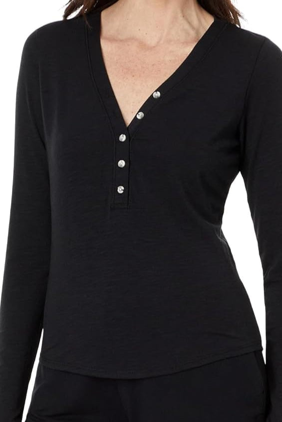 Lezat Long Sleeve Black / XS Monroe Organic Cotton Henley Long Sleeve