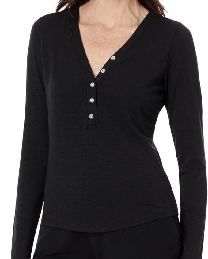 Lezat Long Sleeve Black / XS Monroe Organic Cotton Henley Long Sleeve