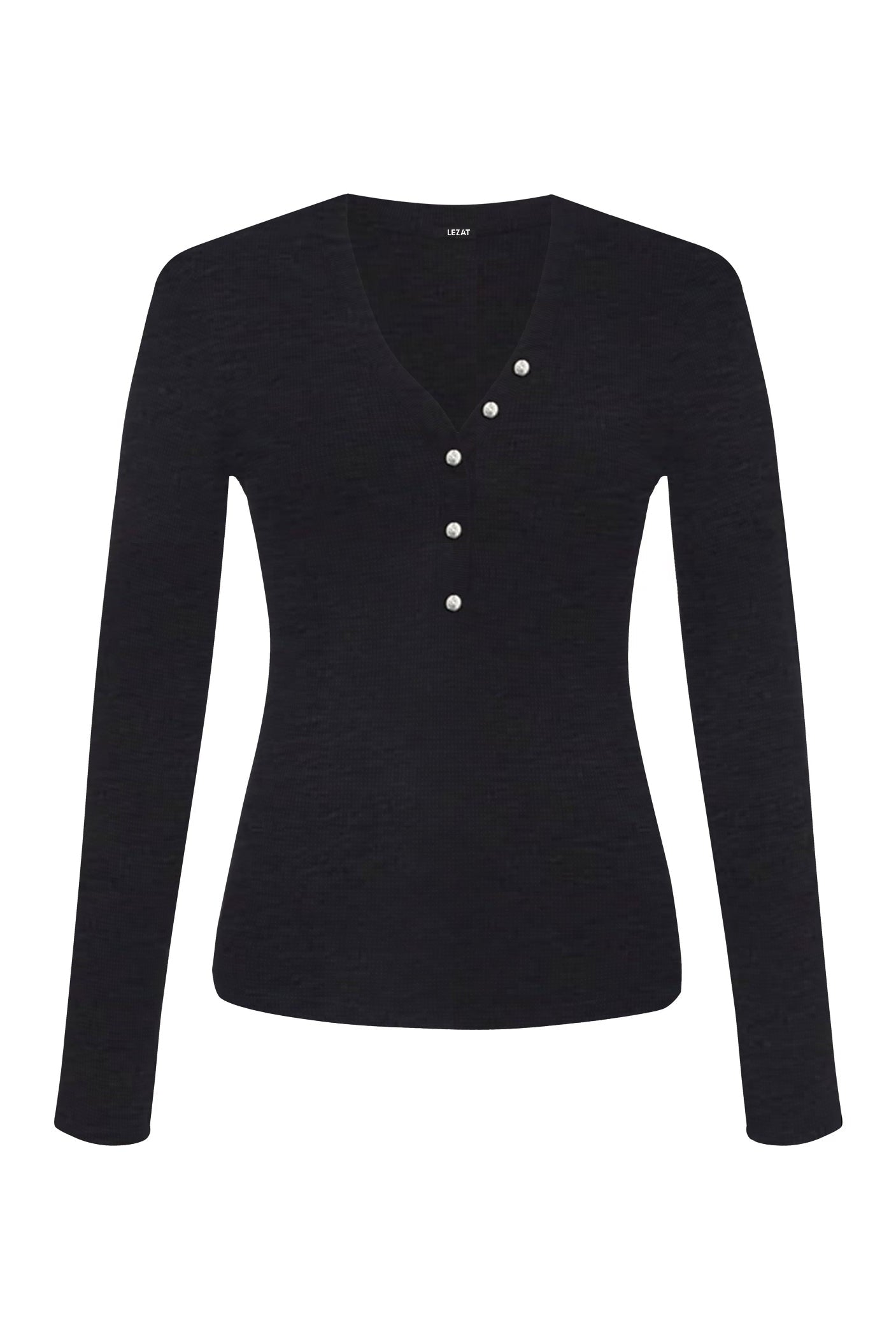 Lezat Long Sleeve Black / XS Monroe Organic Cotton Henley Long Sleeve