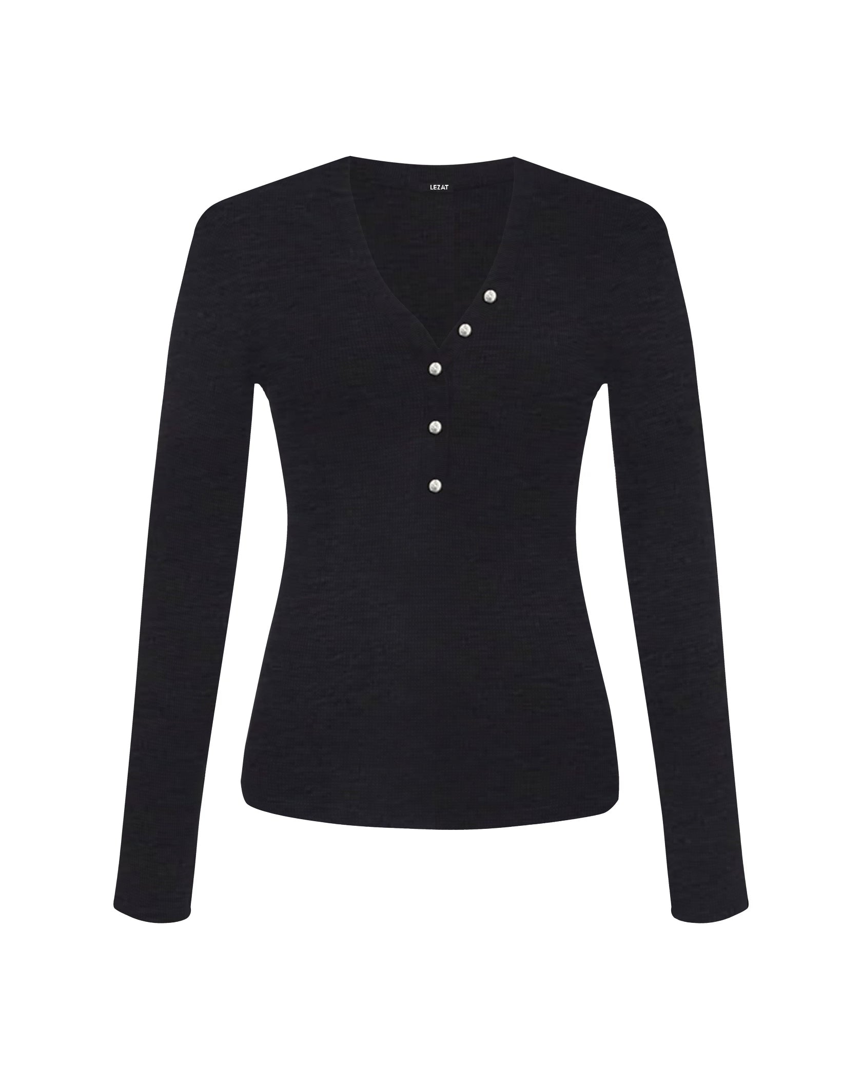 Lezat Long Sleeve Black / XS Monroe Organic Cotton Henley Long Sleeve