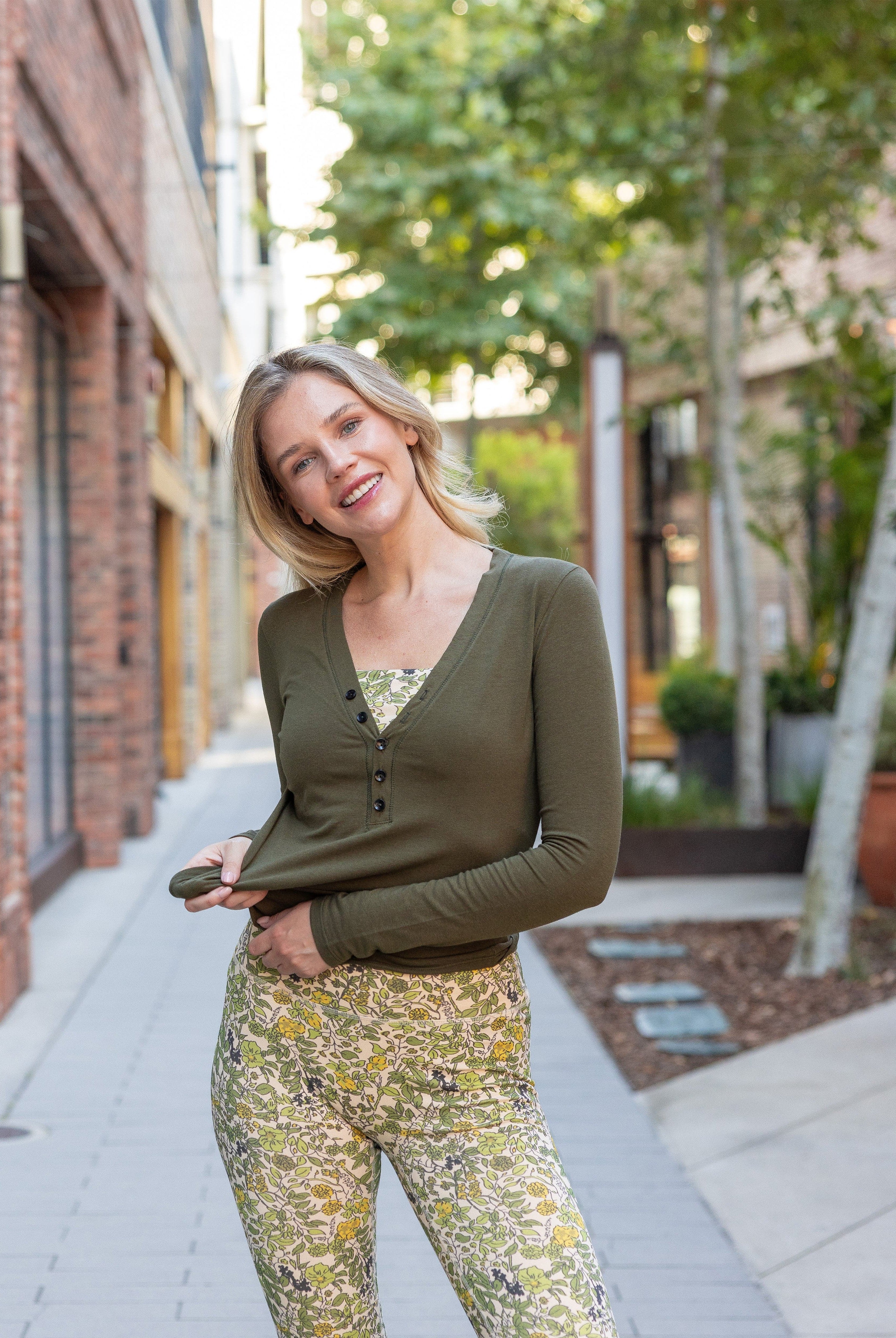 Lezat Long Sleeve Monroe Organic Cotton Henley Long Sleeve
