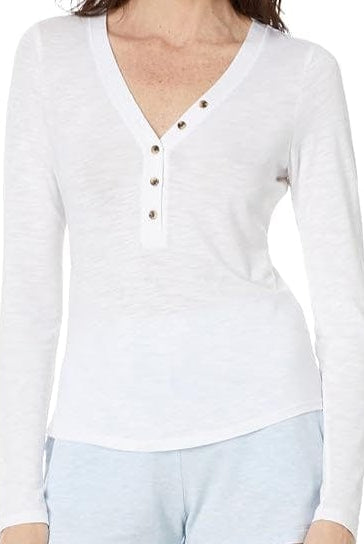 Lezat Long Sleeve White / XS Monroe Organic Cotton Henley Long Sleeve