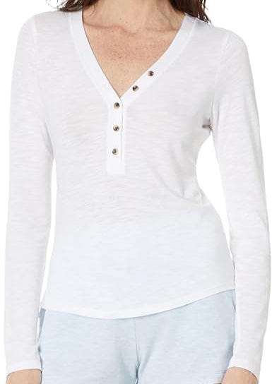 Lezat Long Sleeve White / XS Monroe Organic Cotton Henley Long Sleeve