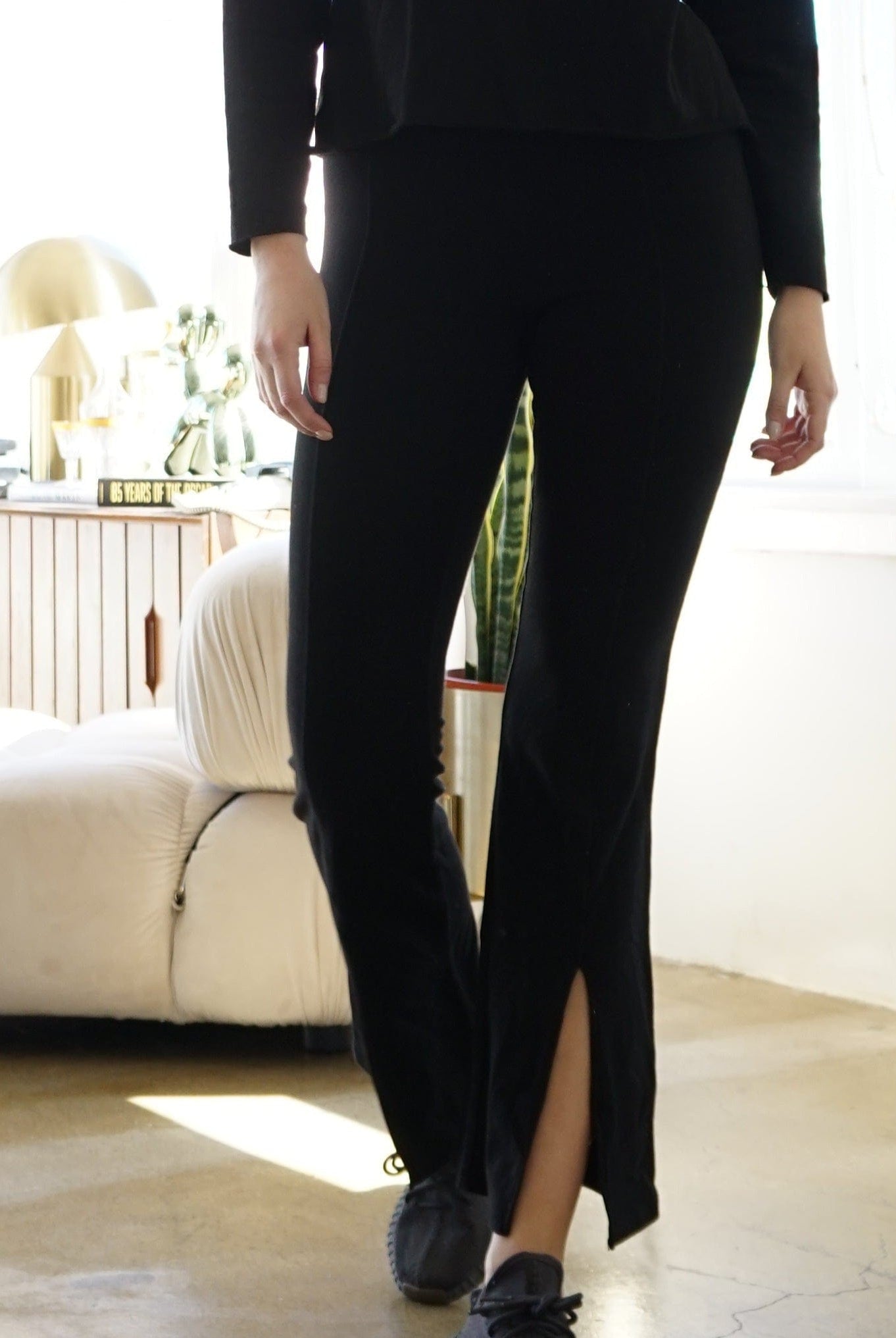 Lezat Pant Dana Cotton Split Front Hem Pant - Black