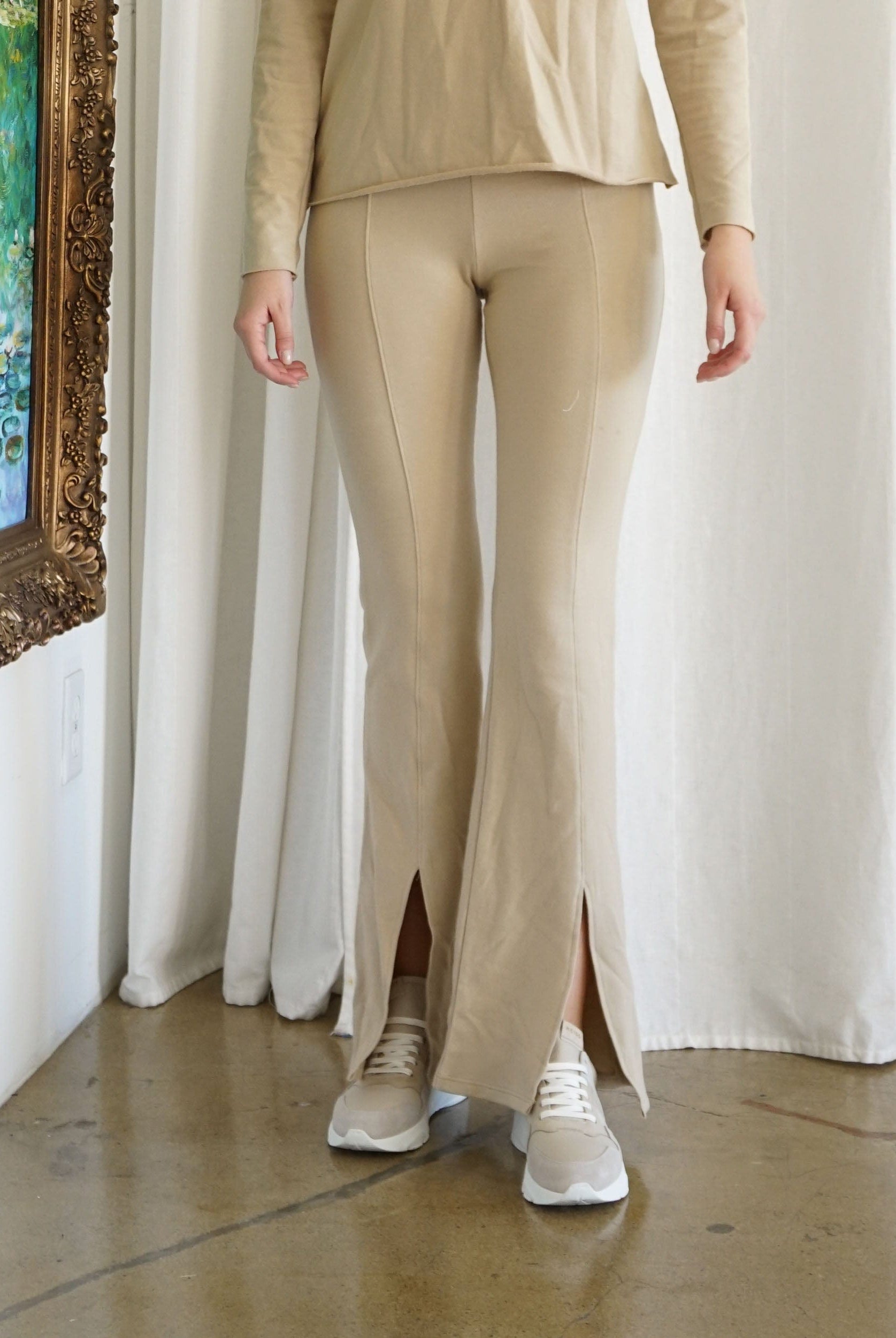 Lezat Pant Dana Cotton Split Front Hem Pant - Latte