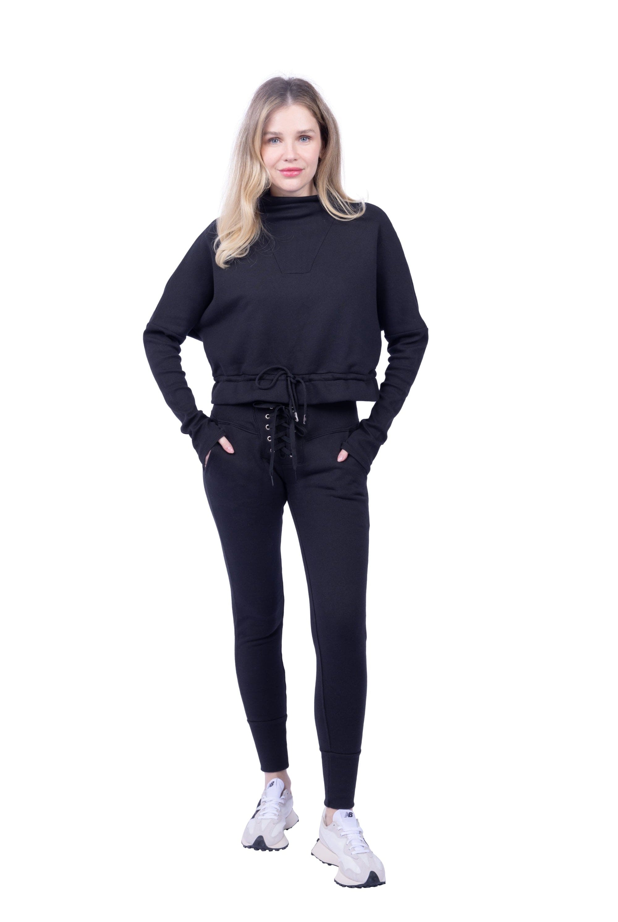 Lezat Pullover Britney Organic Cotton Roll-Neck Sweatshirt - Black