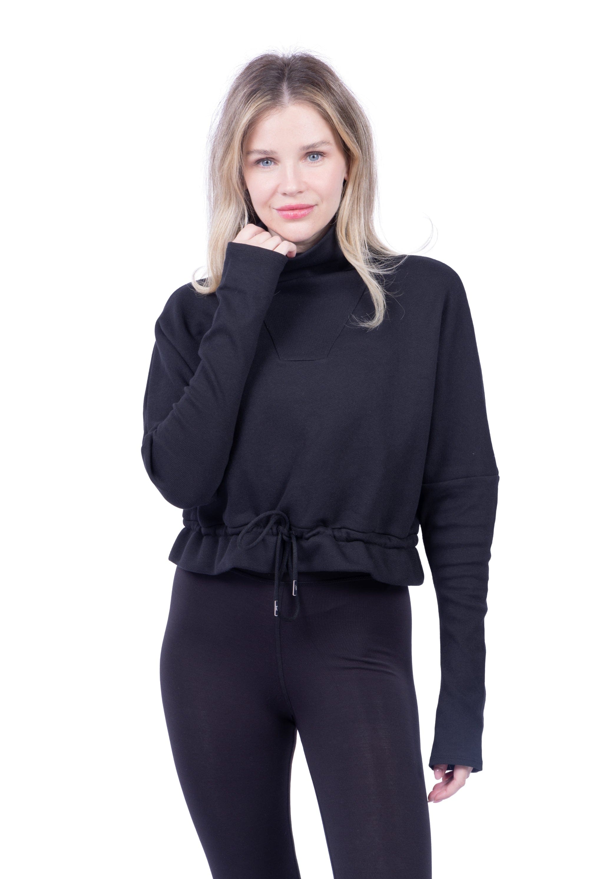 Lezat Pullover Britney Organic Cotton Roll-Neck Sweatshirt - Black