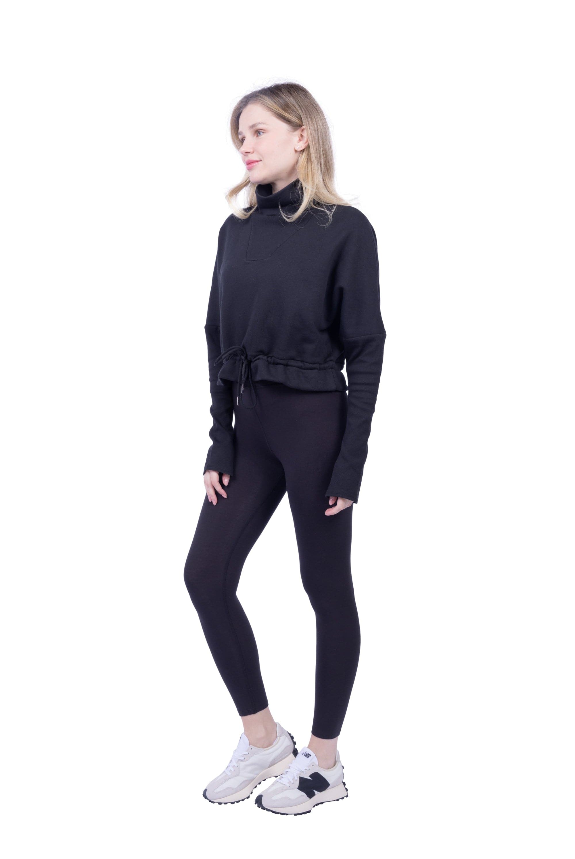 Lezat Pullover Britney Organic Cotton Roll-Neck Sweatshirt - Black
