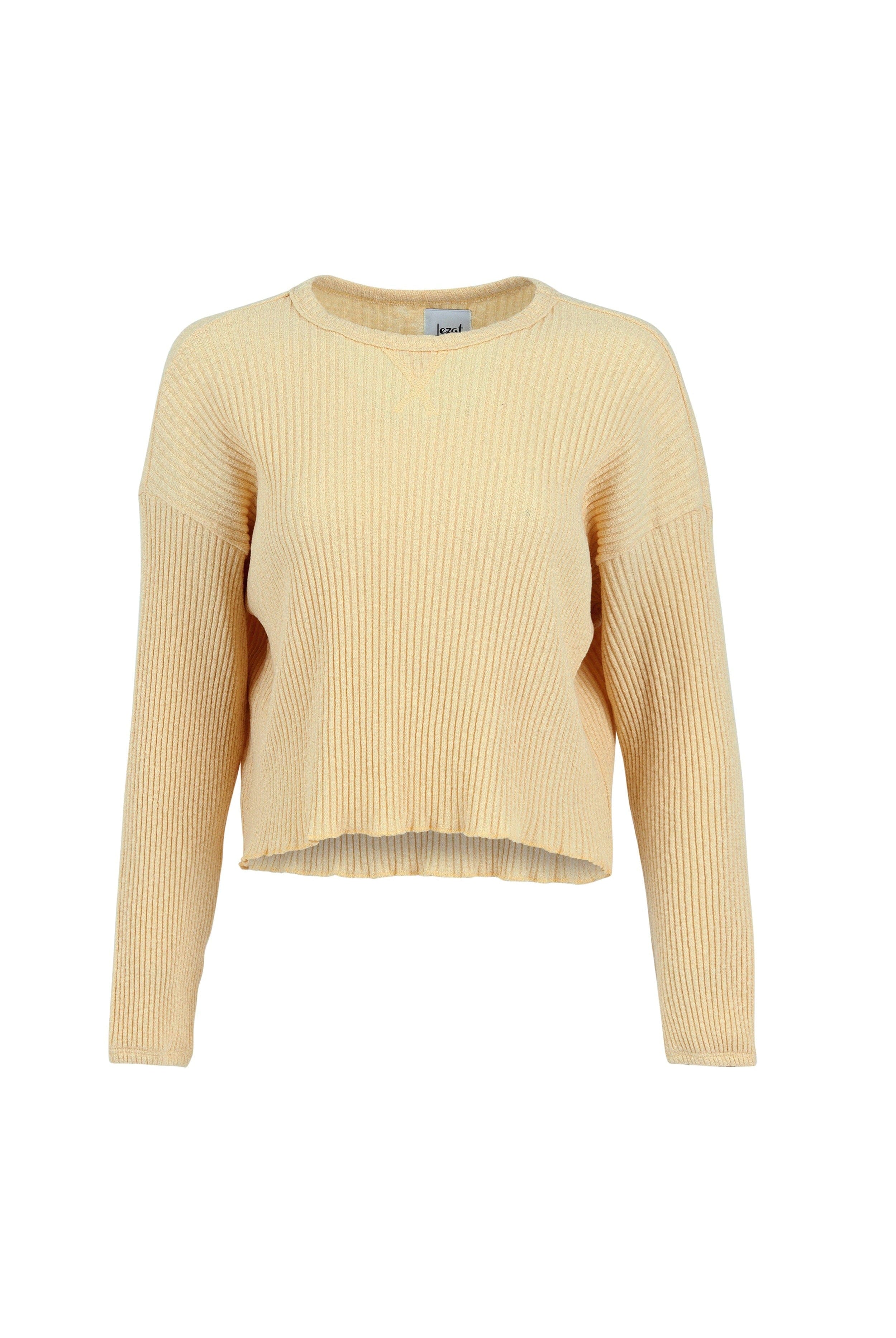 Lezat Pullover Fiona Organic Cotton Waffle Thermal Pullover Top - Canary