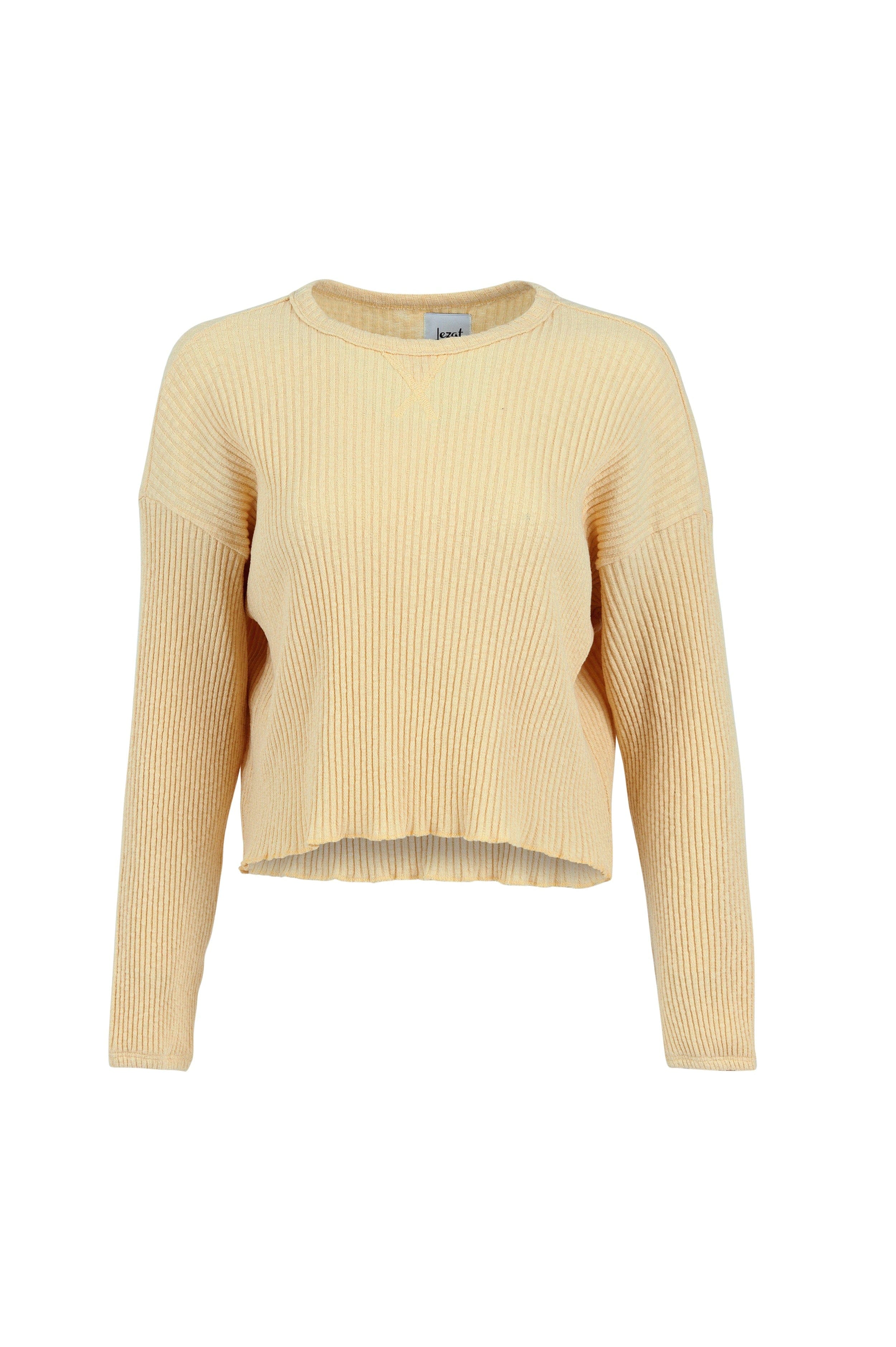 Lezat Pullover Fiona Organic Cotton Waffle Thermal Pullover Top - Canary