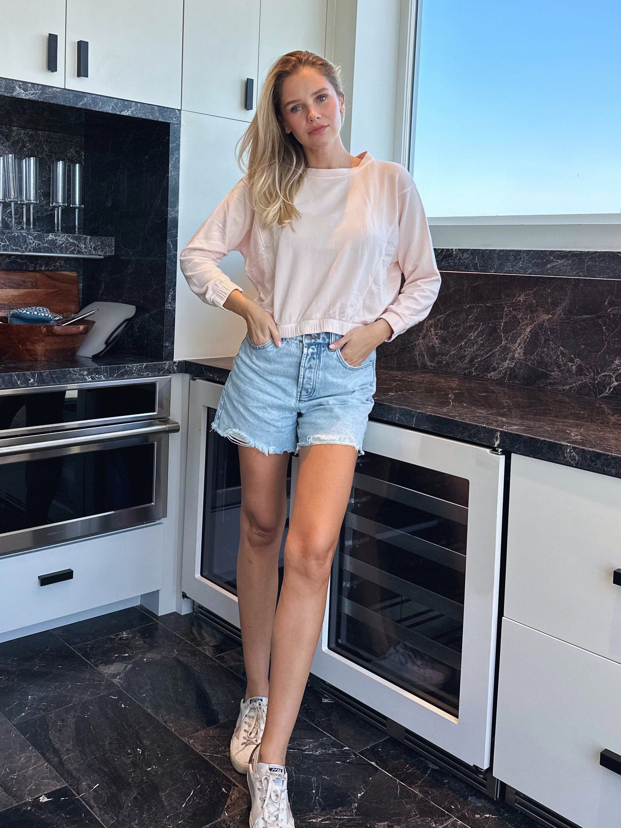 Lezat Pullover Ivy Boxy Cropped Modal Pullover - Rose Quartz