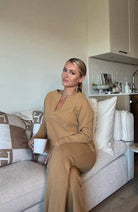 Lezat Pullover Jules Waffle Knit Organic Cotton V-Neck Pullover