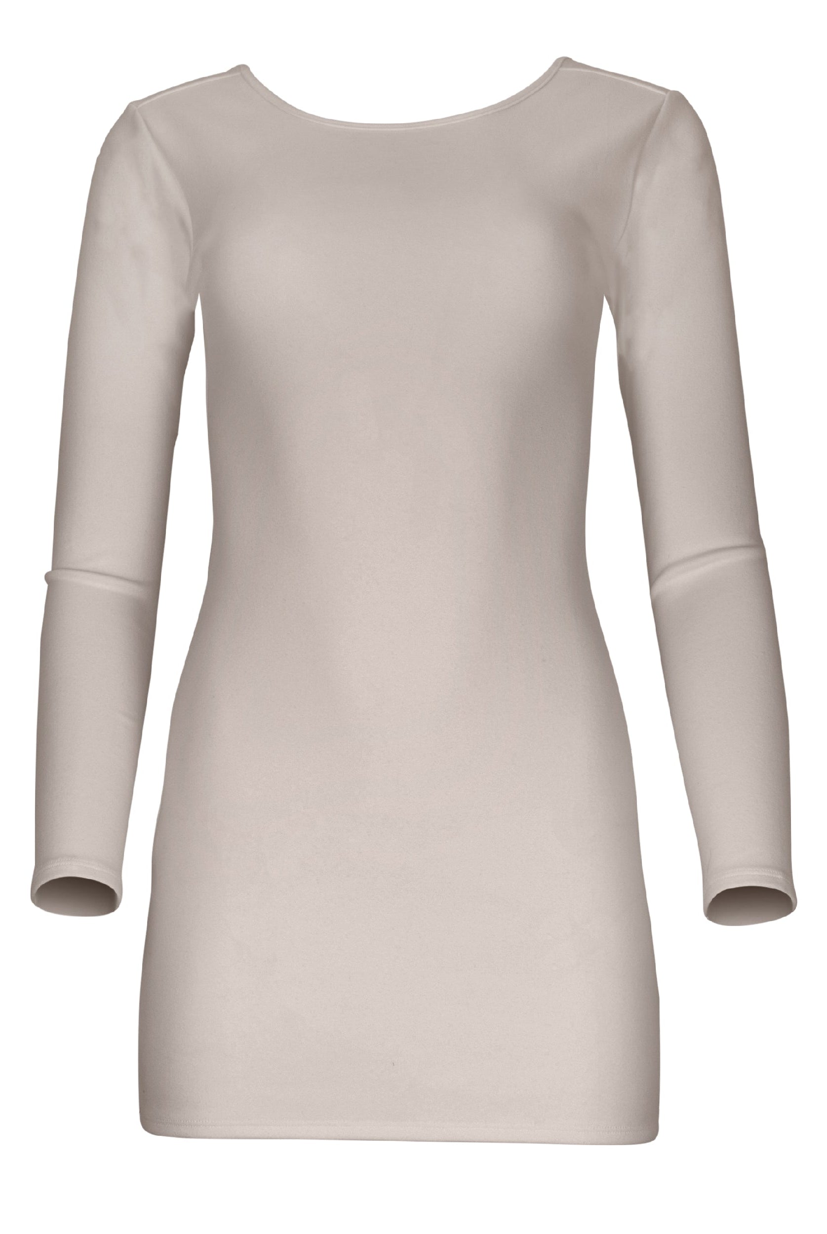Lezat Rompers Jenna Long Sleeve Open Back Cotton Mini Dress - Latte