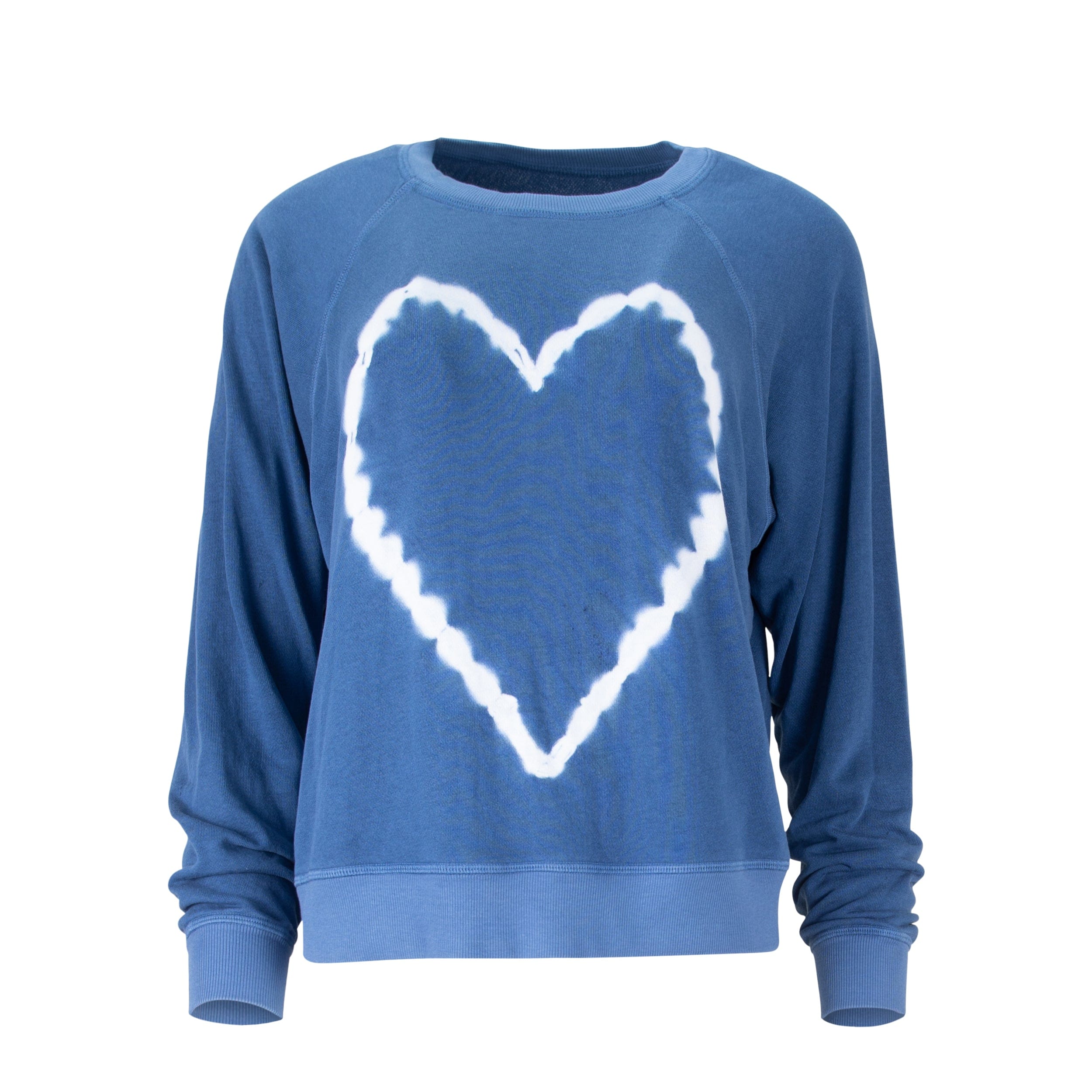 Lezat Sweatpants Heart-to-Heart Cotton Sweatshirt - Acid Denim