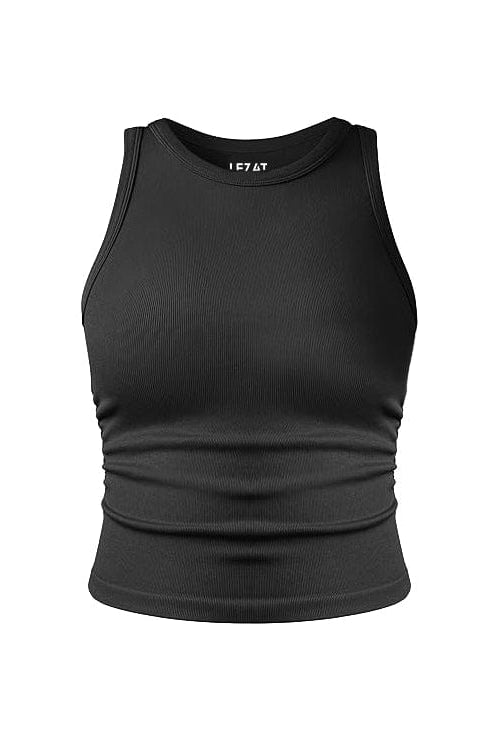Lezat Tank Black / XS Tina Crew Neck Organic Cotton Ruched Tank Top