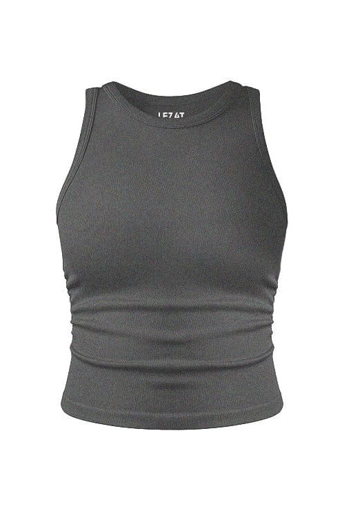 Lezat Tank Dark Heather Gray / XS Tina Crew Neck Organic Cotton Ruched Tank Top
