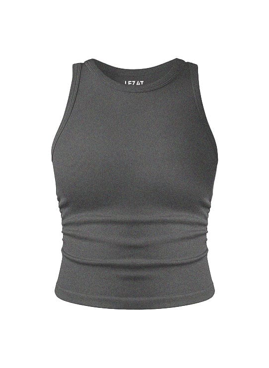 Lezat Tank Dark Heather Gray / XS Tina Crew Neck Organic Cotton Ruched Tank Top